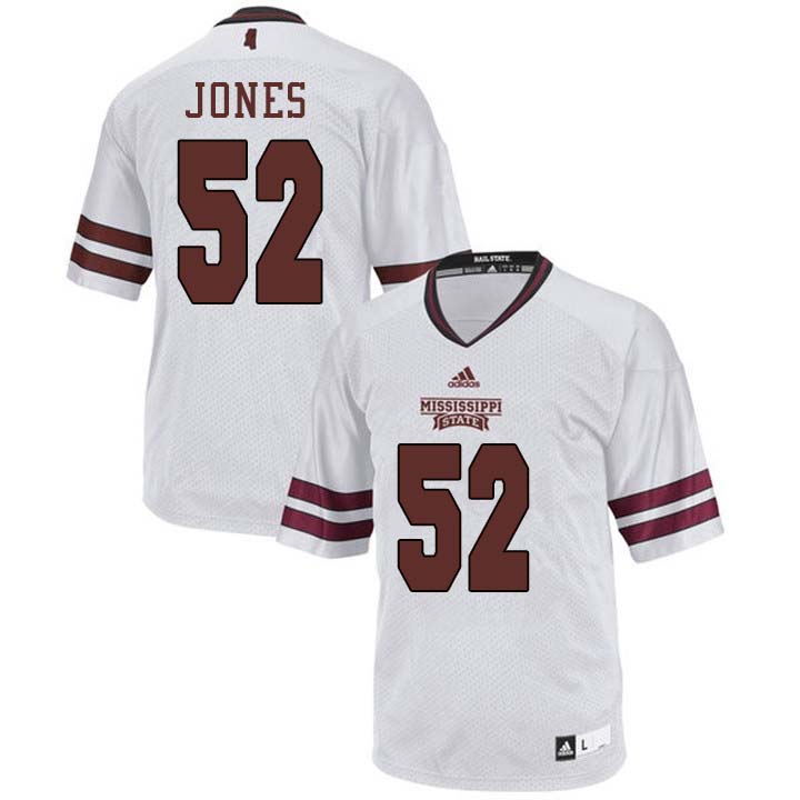Men #52 Kobe Jones Mississippi State Bulldogs College Football Jerseys Sale-White - Click Image to Close